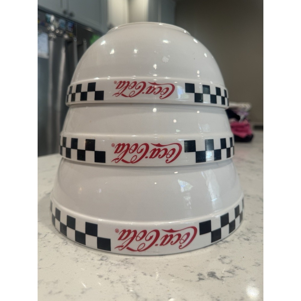 vintage Coca-Cola diner-style mixing bowls manufactured by Gibson. Excellent
